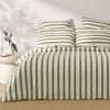 Dreamaker Cove Washed Cotton Yarn Dyed Wide Stripe Quilt Cover Set Olive Super King