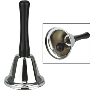 SANTA BELL Jingle Claus Wooden Handle Bells Rattles Christmas Xmas Silver