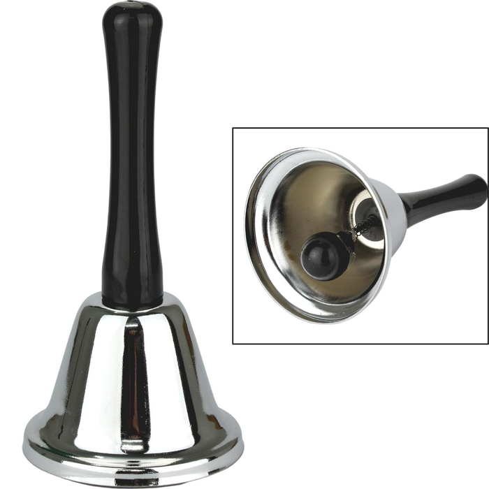 SANTA BELL Jingle Claus Wooden Handle Bells Rattles Christmas Xmas Silver