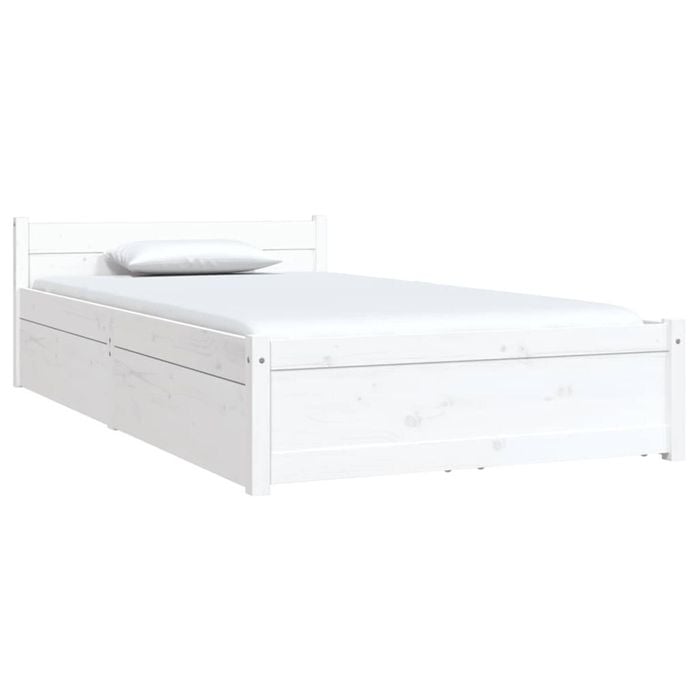 vidaXL Bed Frame without Mattress with Drawers White 90x190 cm Single