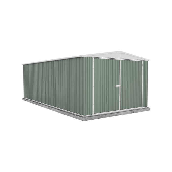 Absco Sheds 3.0 x 5.96 x 2.06m Pale Eucalypt Utility Three Door Garden Shed