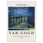 Galrie Vincent van Gogh Starry Night Over the Rhone -Iconic Post-Impressionist Art Print, White Frame, A2 42x 60cm (16 x 24inch)