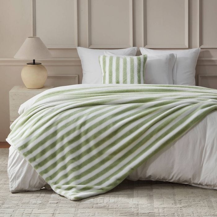 Dreamaker Linea Faux Fur Throw Olive 180x200cm