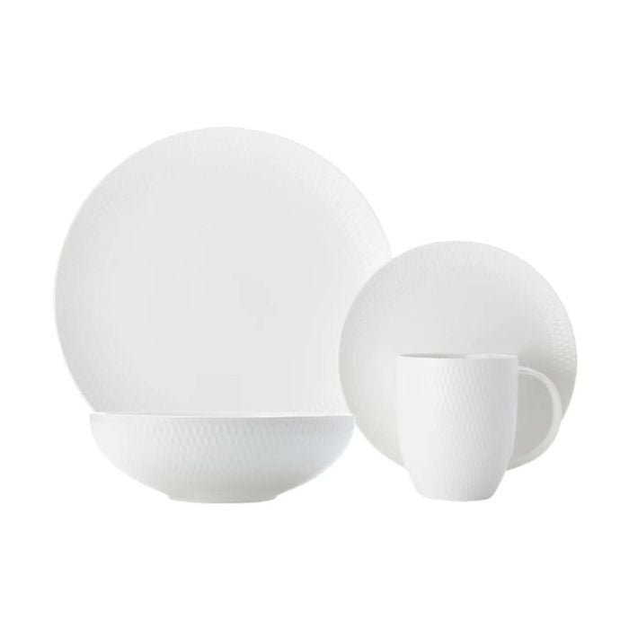 16pc Maxwell & Williams White Basics Diamonds Porcelain Dinner Set