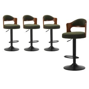 Oikiture 4X Bar Stools Gas Lift Green Boucle