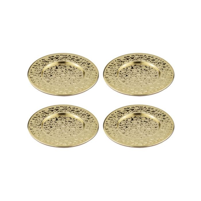 4PK Spencer Hammered 13cm Metallic Coaster Set - Gold