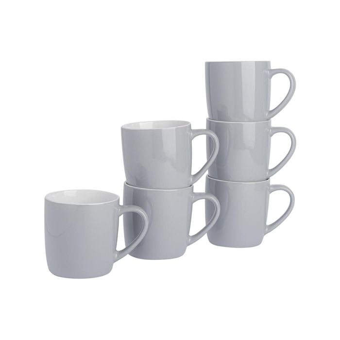 Argon Tableware Tea Coffee Ceramic Contemporary Coloured Mugs - 340ml - Pack Of 6