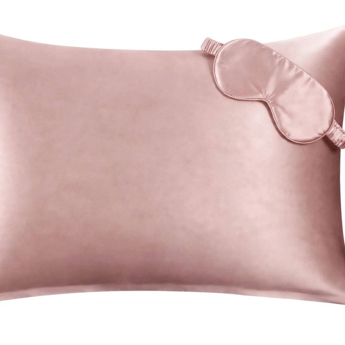 Anyhouz Pillowcase 50x90cm Pink Set with Eye Mask Natural Mulberry Silk