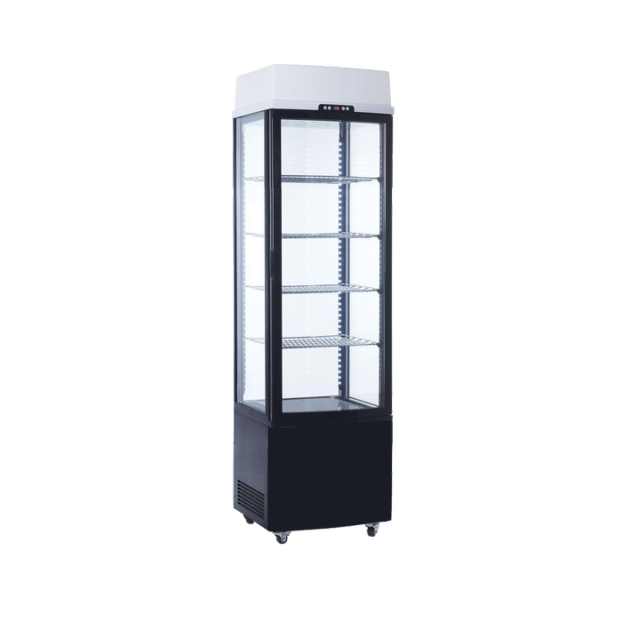 Exquisite Upright Glass Display Refrigerators Black With Led 235 Litre