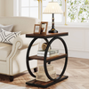 OAKORY Narrow End Table with Rustic Wood and Black Metal Frame