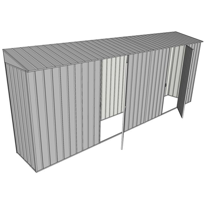 Build-a-Shed 0.8 x 5.2 x 2m Skillion Shed with Dual Single Hinged Side Doors - Zinc