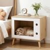 Homfurn Cat Nest Bedside Table – 60cm, Natural Wood Colour, Storage Drawer For Cats, Pet Furniture