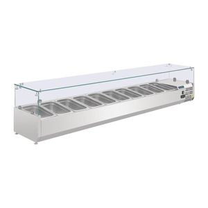 Polar G-Series Countertop Prep Fridge 10x 1/4GN with Glass Sneeze guard