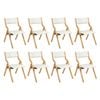 Levede 8pcs PU Upholstery Dining Chairs Solid Wood - Beige