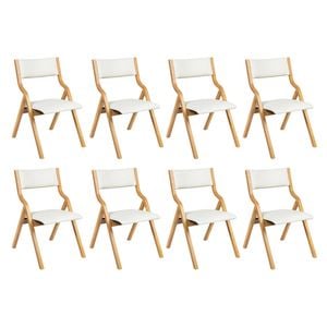Levede 8pcs PU Upholstery Dining Chairs Solid Wood - Beige