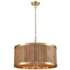 CLA Lighting Barrique Retro Drum Wood Pendant Light Large Satin Brass