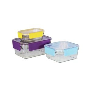 Glasslock 3 Piece Tempered Glass Food Container Premium Oven Safe Set