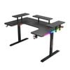 MIUZ Large Gaming Desk U-Shaped PC Table with Shelves Carbon Fiber Finish
