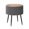 La Bella Grey Side Table Storage Ottoman - Velvet Stool Vanity Footstool CLEO