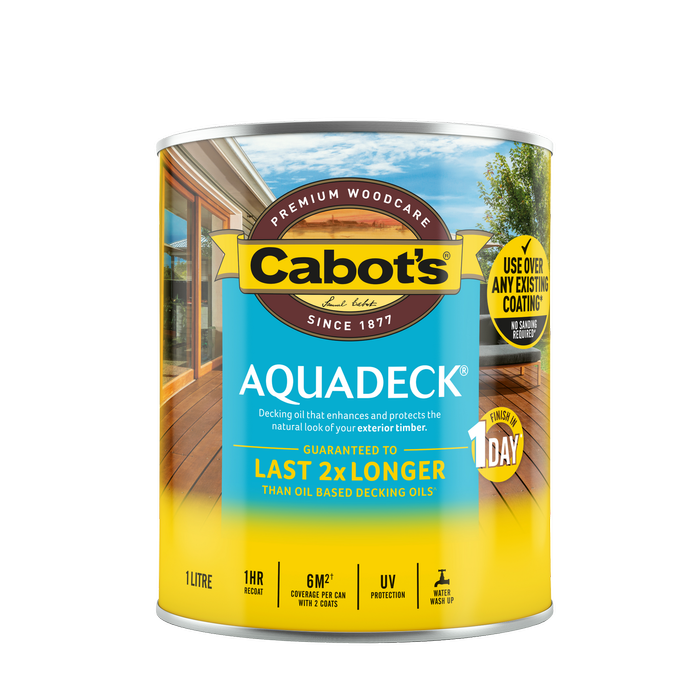 Cabots 1L Aquadeck Natural Exterior Decking Oil - 1L