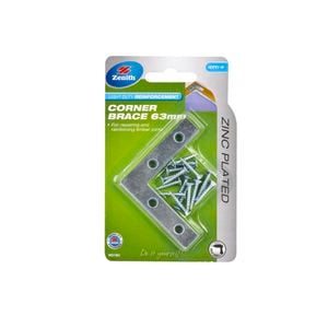 Zenith Corner Brace Bracket 63mm ZP 4pk
