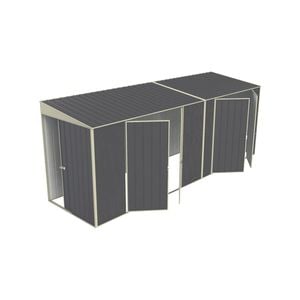 Build-a-Shed 1.5 x 5.2 x 2.0m Tunnel Shed Tunnel Sliding Door Plus Dual Double Hinged Side Doors - Grey