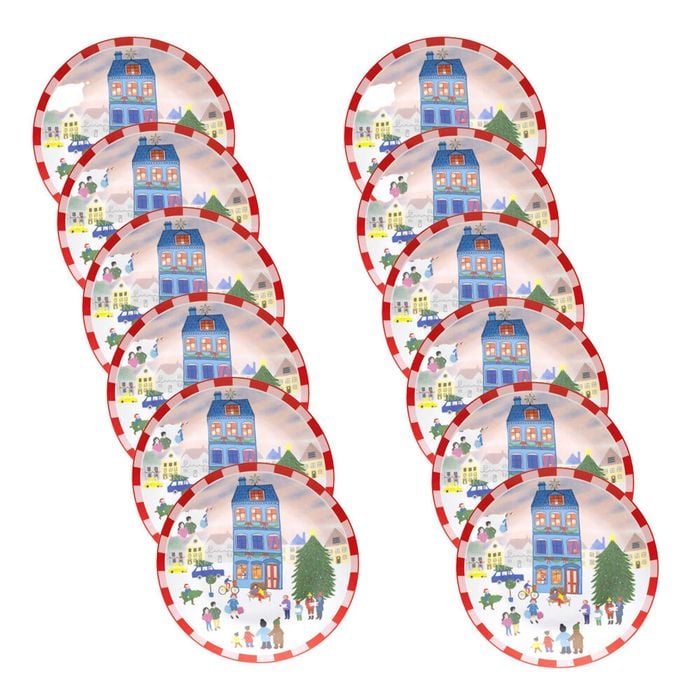 12PK Porto Porcelain Night Before Christmas Dinner Plate 20cm Village