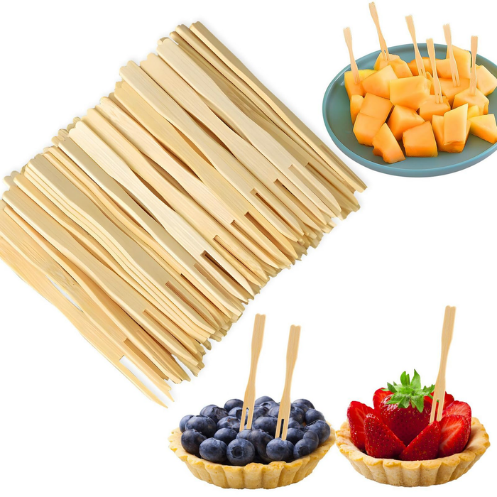 3600x Bamboo Mini Cocktail Forks Disposable Wooden Picks for Finger Food 9cm Long