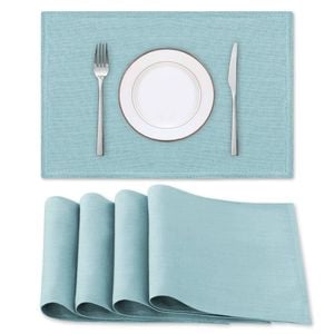 Smarcute Rectangular Waterproof Placemats For Kitchen Dining Table, Set Of 4, Aqua, 45x30cm