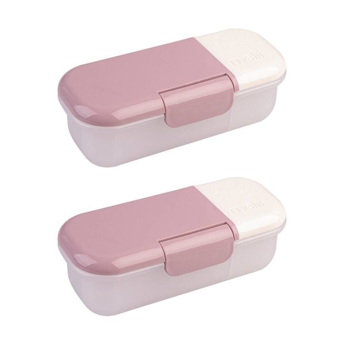 2pk Melii Snack & Dip Airtight Leakproof Food Container Pink Ivory 320ml