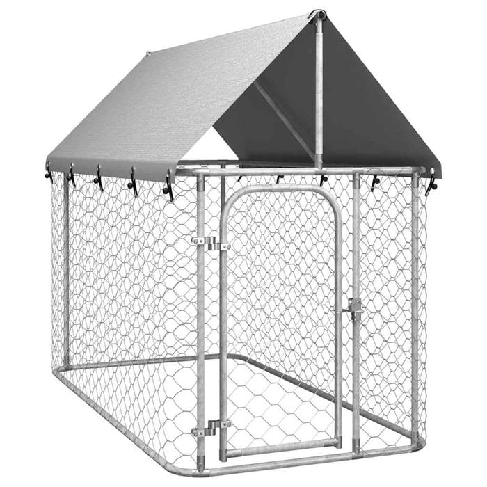 vidaXL Outdoor Dog Kennel with Roof Backyard Dog House Cage Puppy Pet Supply 200x100x150 cm