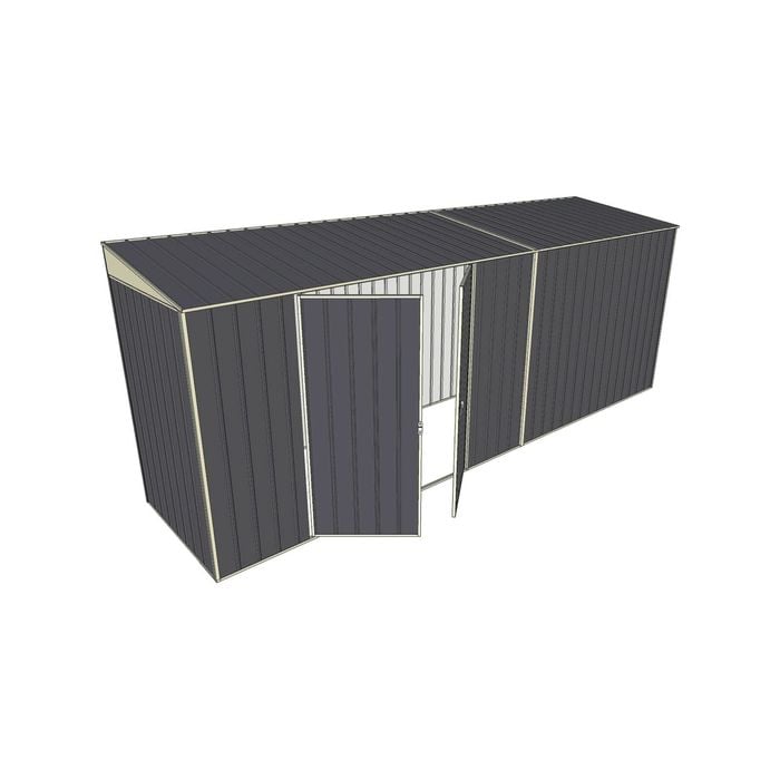 Build-A-Shed 1.2 x 5.2 x 2.0m Skillion Double Hinged Side Doors Shed - Grey