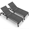 Advwin Chaise Lounge Chairs Outdoor, 2pcs Aluminum Foldable Patio Lounge Recliner Chairs 160kg, 5 Adjustable Backrest