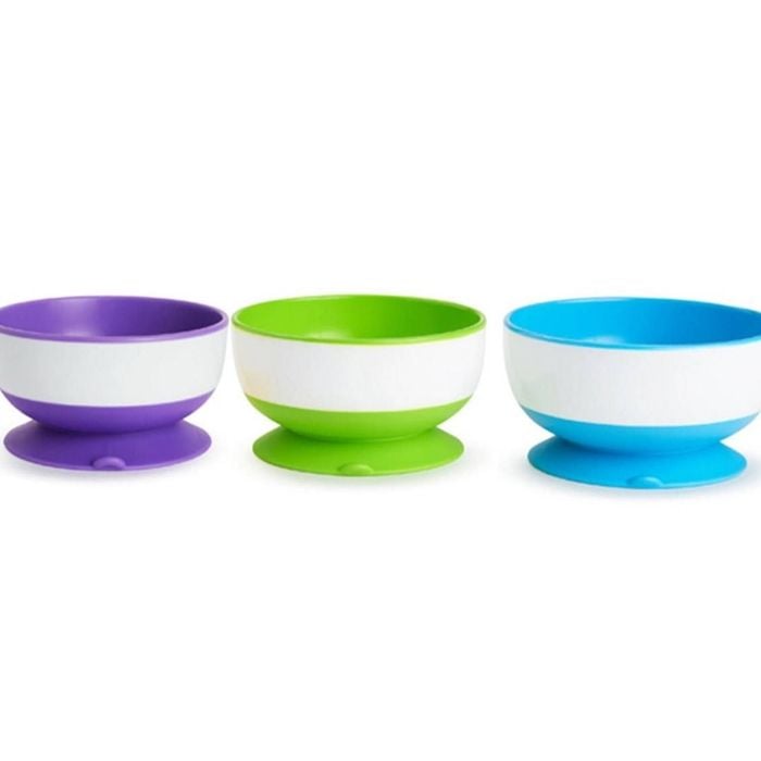 Munchkin Different Sized Stay Put Kids Suction Feeding Bowl With Modern Look 3 Pack