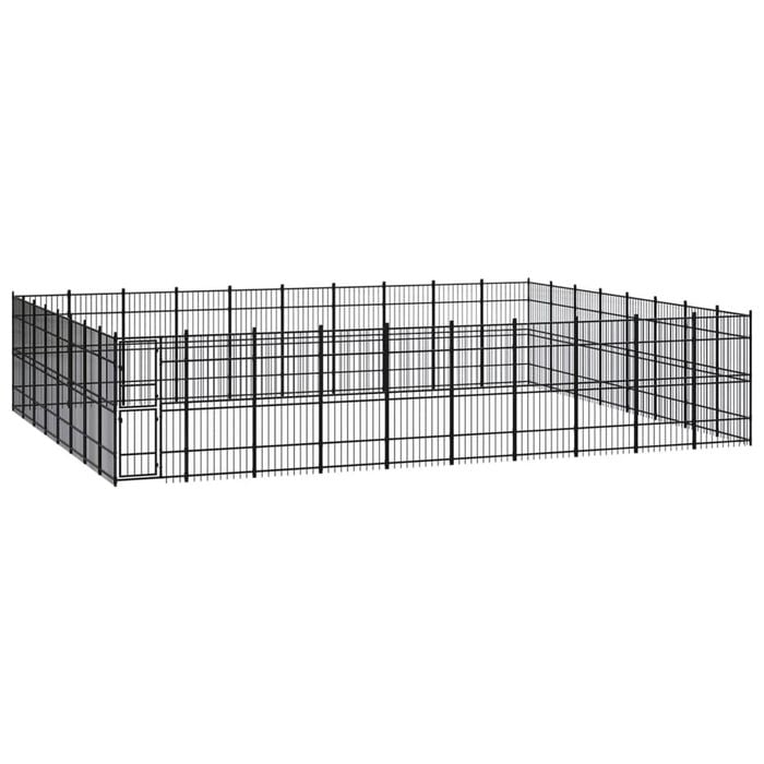 vidaXL Outdoor Dog Kennel Steel Garden Puppy Pet Enclosure Supply Cage House
