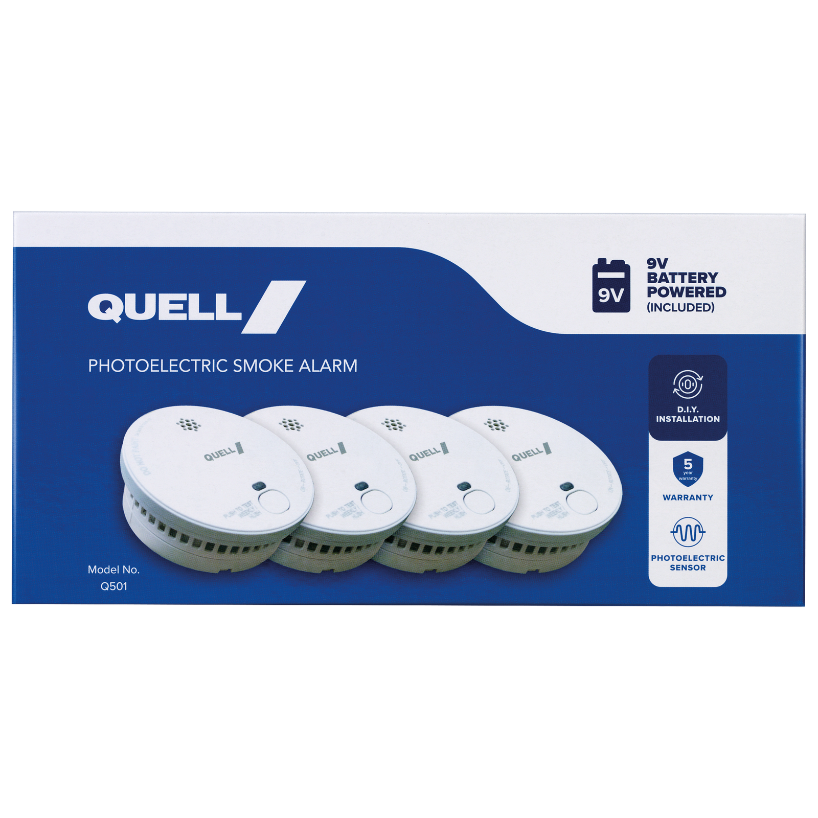 cigarette smoke detector bunnings Quell 9V Q501 Photoelectric Smoke Alarm - 4 Pack