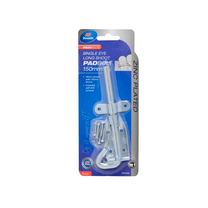 ZenithSingle Eye Long Shoot Padbolt 150mm Zinc Plated