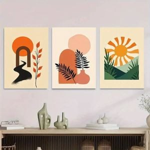 3pcs Boho Style Modern Abstract Print 100% Australian Made 3 x 40x60cm (Metal Print)