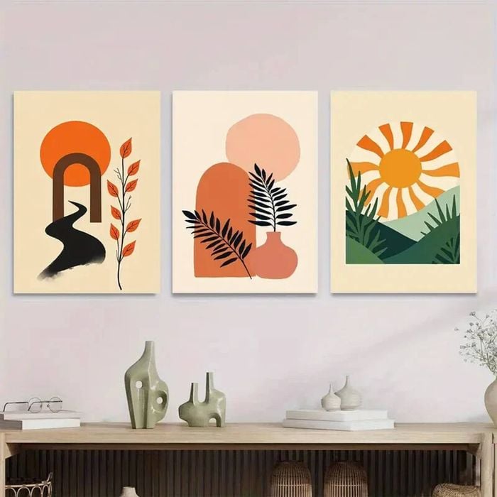 3pcs Boho Style Modern Abstract Print 100% Australian Made 3 x 40x60cm (Metal Print)