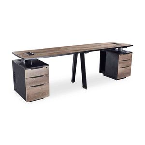 Modern Furniture ARTO 2 People Workstation with 2 Cabinets  240cm Oak&Black
