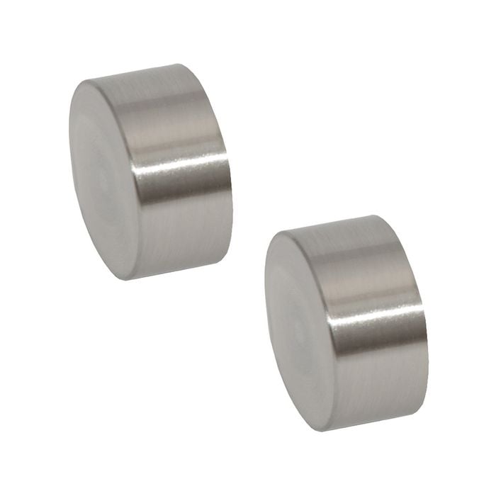 Pillar 25mm Brushed Chrome Curtain Rod Finial Cap - 2 Pack