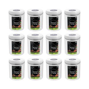 12PK Lemon & Lime Pop-Up Lid Pantry Container Round 550ml 10x10x12.5cm