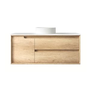 Attica 1200mm Natural Oak Baia Vanity With Pure White Stone Top