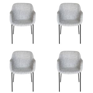 SK Designer Living | Pack of 4 | Milan Fabric Dining Chair - Textured Light Grey