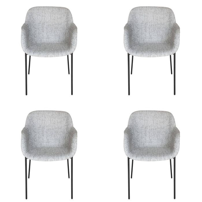 SK Designer Living | Pack of 4 | Milan Fabric Dining Chair - Textured Light Grey