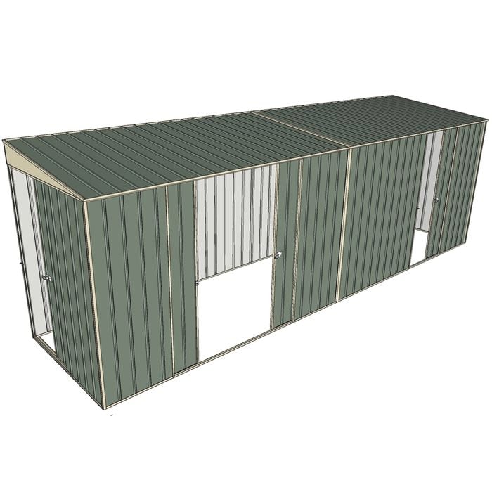 Build-a-Shed 1.5 x 6 x 2m Sliding Door Tunnel Shed With 3 Sliding Side Doors - Green