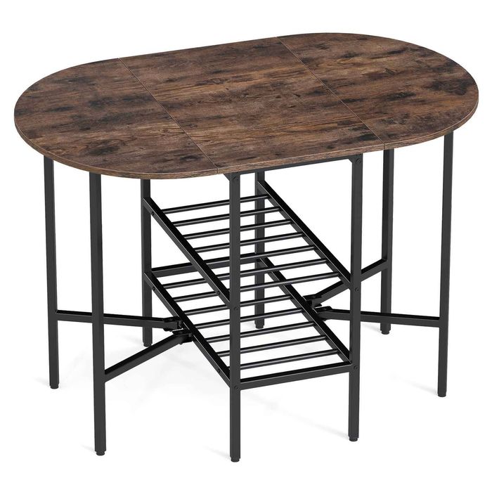 Costway Oval Folding Dining Table for 4 Compartment 110x70x76cm Brown