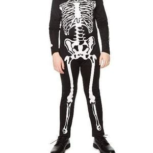 Hooded Black And White Boys Halloween Skeleton Costume - Xlarge