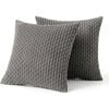 Catzon 2 Pcs Throw Pillow Covers Soft Striped Corduroy Cushion Case for Couch 45X45cm-Dark Grey