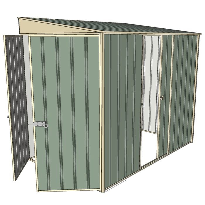 Build-a-Shed 1.5 x 2.3 x 2m Single Sliding Side Door Skillion Shed - Green